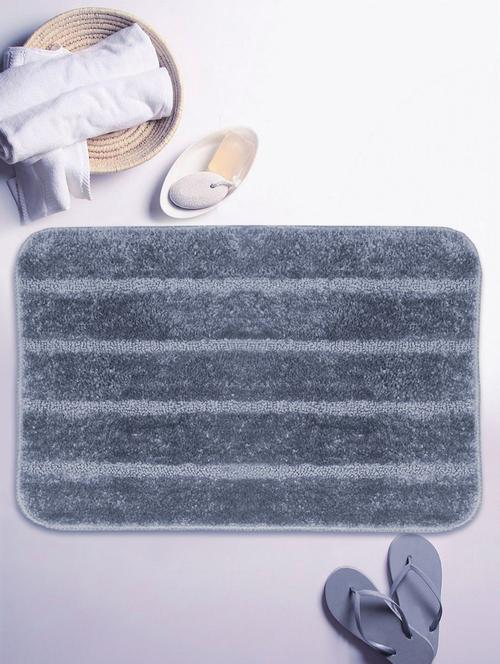 bianca micro-soft bath rug with non-slip rubber back -1pc small (spa) stripes-grey - 17499516 - Very Small Image - 1