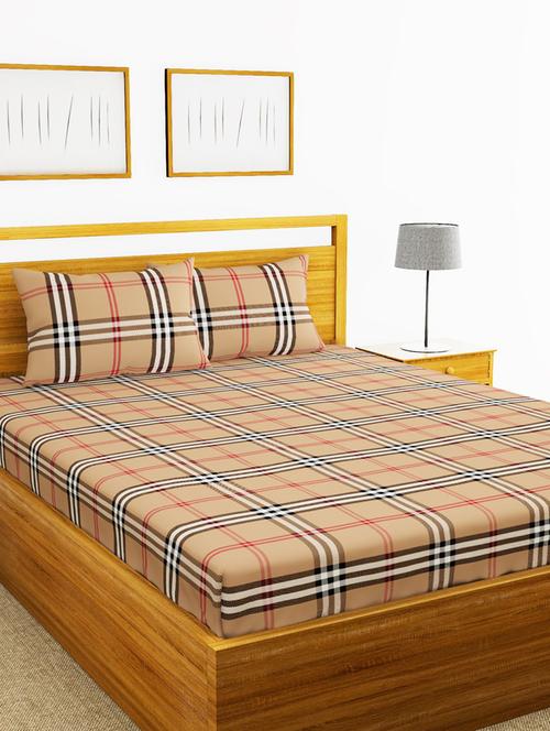 lorena 110tc 100% cotton double bedsheet with 2 pillow cover -soft-finish fabric -3pc set - 17499743 - Very Small Image - 1