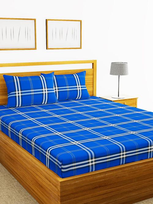 lorena 110tc 100% cotton double bedsheet with 2 pillow cover -soft-finish fabric -3pc set - 17499744 - Very Small Image - 1
