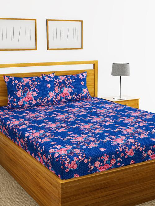 lorena 110tc 100% cotton double bedsheet with 2 pillow cover -soft-finish fabric -3pc set - 17499745 - Very Small Image - 1