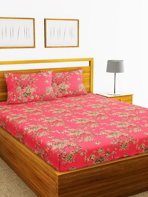 lorena 110tc 100% cotton double bedsheet with 2 pillow cover -soft-finish fabric -3pc set - 17499746 - Very Small Image - 1
