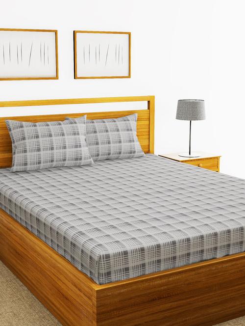 lorena 110tc 100% cotton double bedsheet with 2 pillow cover -soft-finish fabric -3pc set - 17499748 - Very Small Image - 1