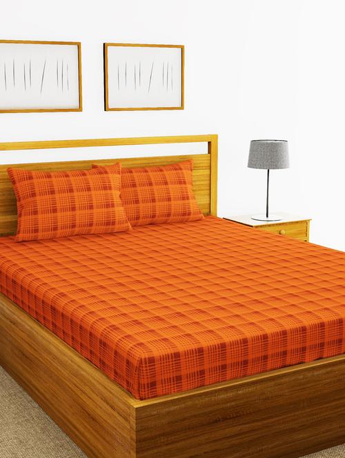 lorena 110tc 100% cotton double bedsheet with 2 pillow cover -soft-finish fabric -3pc set - 17499749 - Very Small Image - 1