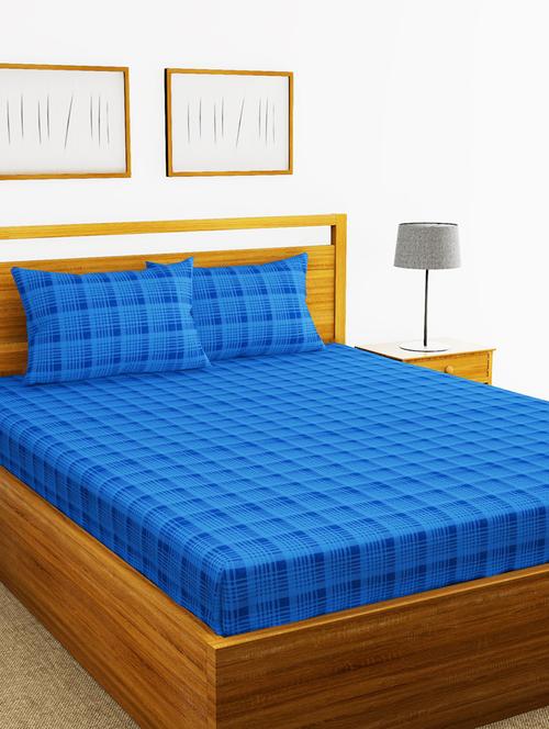 lorena 110tc 100% cotton double bedsheet with 2 pillow cover -soft-finish fabric -3pc set - 17499750 - Very Small Image - 1