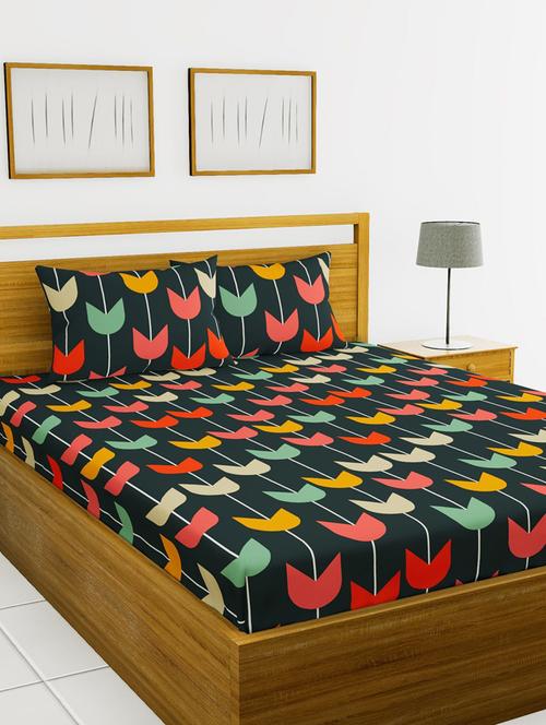 austin 110gsm micro-peached double bedsheet with 2 pillow cover - deep colors & soft-finish fabric -3pc set - 17499775 - Very Small Image - 1