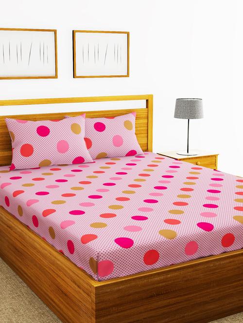 lorena 110tc 100% cotton double bedsheet with 2 pillow cover -soft-finish fabric -3pc set - 17499778 - Very Small Image - 1