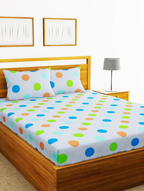 lorena 110tc 100% cotton double bedsheet with 2 pillow cover -soft-finish fabric -3pc set - 17499782 - Very Small Image - 1