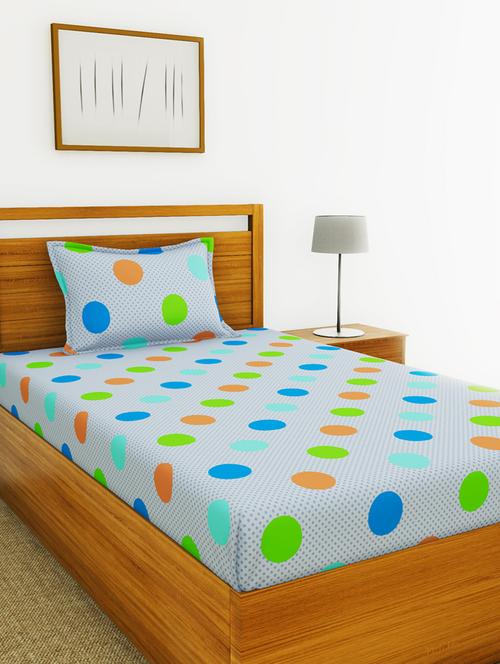 lorena 110tc 100% cotton single bedsheet with 1 pillow cover - soft-finish fabric -2pc set - 17499783 - Very Small Image - 1