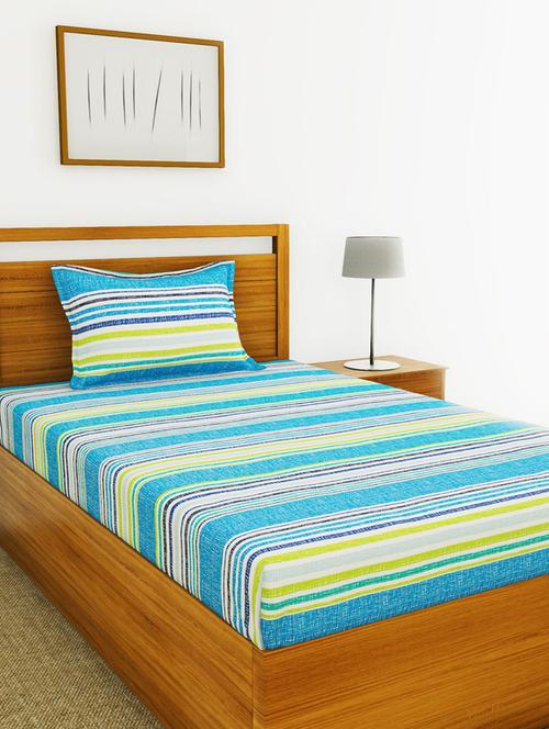 lorena 110tc 100% cotton single bedsheet with 1 pillow cover - soft-finish fabric -2pc set - 17499785 - Very Small Image - 1