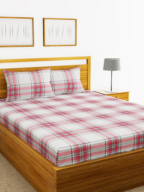 lorena 110tc 100% cotton double bedsheet with 2 pillow cover -soft-finish fabric -3pc set - 17499788 - Very Small Image - 1