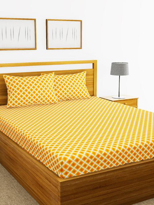 lorena 110tc 100% cotton double bedsheet with 2 pillow cover -soft-finish fabric -3pc set - 17499796 - Very Small Image - 1