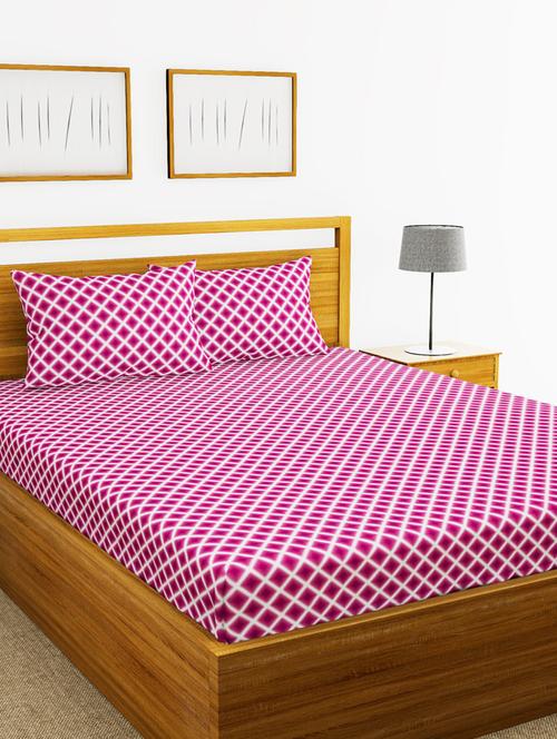lorena 110tc 100% cotton double bedsheet with 2 pillow cover -soft-finish fabric -3pc set - 17499798 - Very Small Image - 1