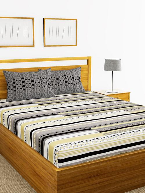 bianca 144tc 100% cotton double bedsheet with 2 pillow cover - mercerized finish -3pc set - 17499815 - Very Small Image - 1