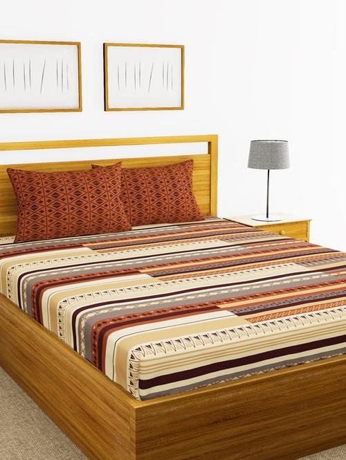 bianca 144tc 100% cotton double bedsheet with 2 pillow cover - mercerized finish -3pc set - 17499816 - Very Small Image - 1