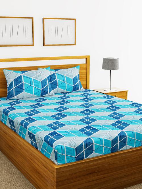 bianca 144tc 100% cotton double bedsheet with 2 pillow cover - mercerized finish -3pc set - 17499844 - Very Small Image - 1