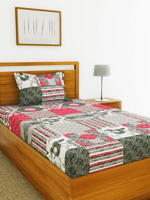 lorena 110tc 100% cotton single bedsheet with 1 pillow cover - soft-finish fabric -2pc set - 17499849 - Very Small Image - 1