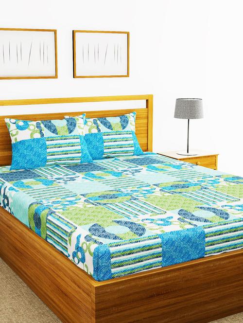 lorena 110tc 100% cotton double bedsheet with 2 pillow cover -soft-finish fabric -3pc set - 17499850 - Very Small Image - 1