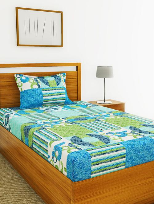 lorena 110tc 100% cotton single bedsheet with 1 pillow cover - soft-finish fabric -2pc set - 17499851 - Very Small Image - 1