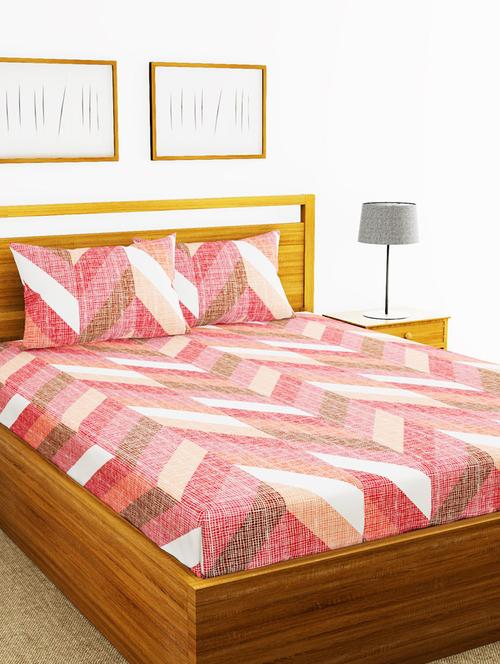 lorena 110tc 100% cotton double bedsheet with 2 pillow cover -soft-finish fabric -3pc set - 17499852 - Very Small Image - 1