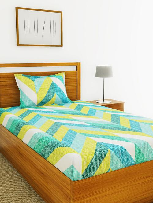 lorena 110tc 100% cotton single bedsheet with 1 pillow cover - soft-finish fabric -2pc set - 17499855 - Very Small Image - 1