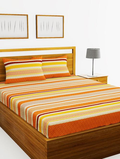 lorena 110tc 100% cotton double bedsheet with 2 pillow cover -soft-finish fabric -3pc set - 17499858 - Very Small Image - 1