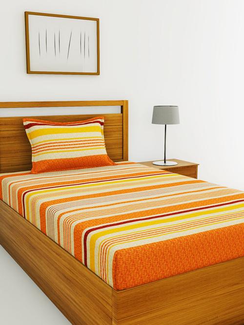 lorena 110tc 100% cotton single bedsheet with 1 pillow cover - soft-finish fabric -2pc set - 17499859 - Very Small Image - 1