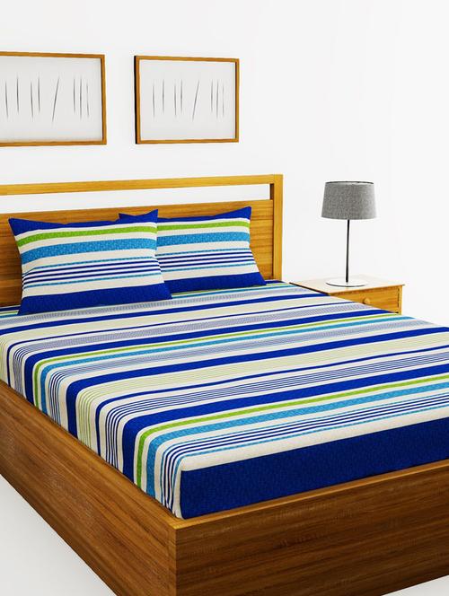 lorena 110tc 100% cotton double bedsheet with 2 pillow cover -soft-finish fabric -3pc set - 17499862 - Very Small Image - 1