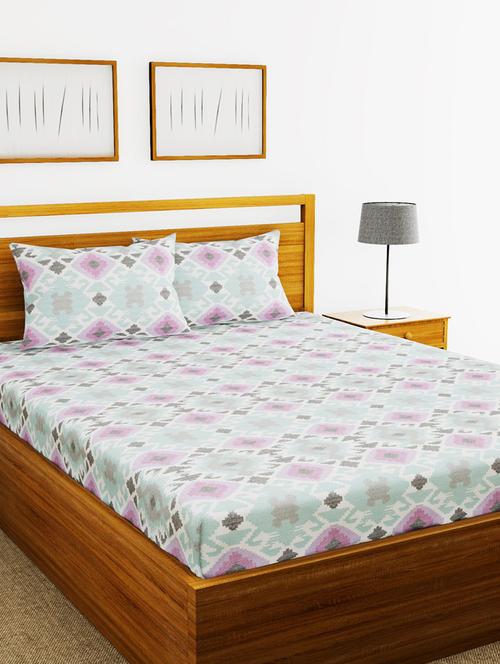 lorena 110tc 100% cotton double bedsheet with 2 pillow cover -soft-finish fabric -3pc set - 17499864 - Very Small Image - 1