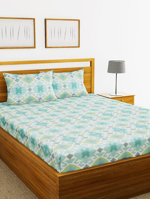 lorena 110tc 100% cotton double bedsheet with 2 pillow cover -soft-finish fabric -3pc set - 17499866 - Very Small Image - 1