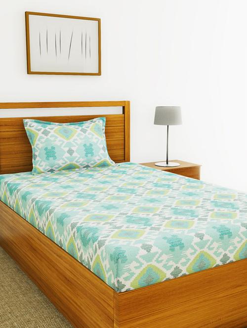 lorena 110tc 100% cotton single bedsheet with 1 pillow cover - soft-finish fabric -2pc set - 17499867 - Very Small Image - 1