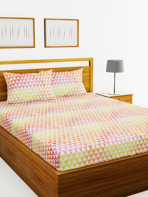 lorena 110tc 100% cotton double bedsheet with 2 pillow cover -soft-finish fabric -3pc set - 17499880 - Very Small Image - 1