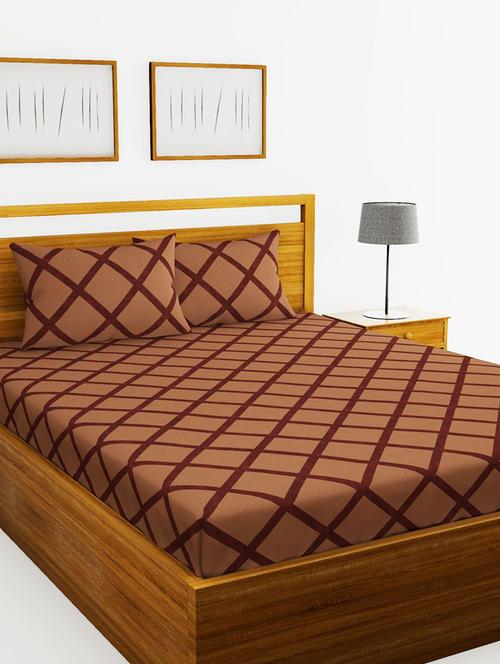 lorena 110tc 100% cotton double bedsheet with 2 pillow cover -soft-finish fabric -3pc set - 17499912 - Very Small Image - 1