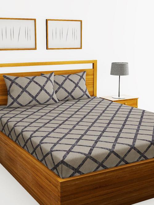 lorena 110tc 100% cotton double bedsheet with 2 pillow cover -soft-finish fabric -3pc set - 17499913 - Very Small Image - 1