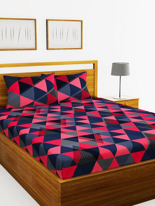 lorena 110tc 100% cotton double bedsheet with 2 pillow cover -soft-finish fabric -3pc set - 17499914 - Very Small Image - 1