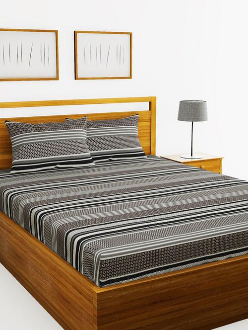 lorena 110tc 100% cotton double bedsheet with 2 pillow cover -soft-finish fabric -3pc set - 17499919 - Very Small Image - 1