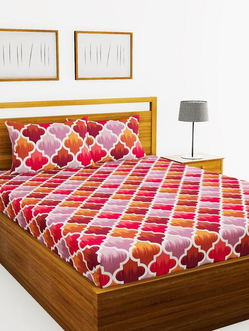 lorena 110tc 100% cotton double bedsheet with 2 pillow cover -soft-finish fabric -3pc set - 17499922 - Very Small Image - 1