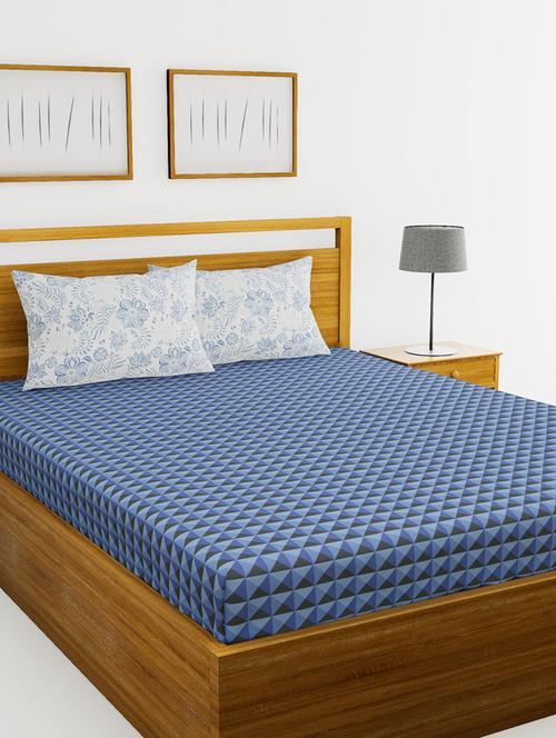 bianca 144tc 100% cotton double bedsheet with 2 pillow cover - mercerized finish -3pc set - 17499927 - Very Small Image - 1