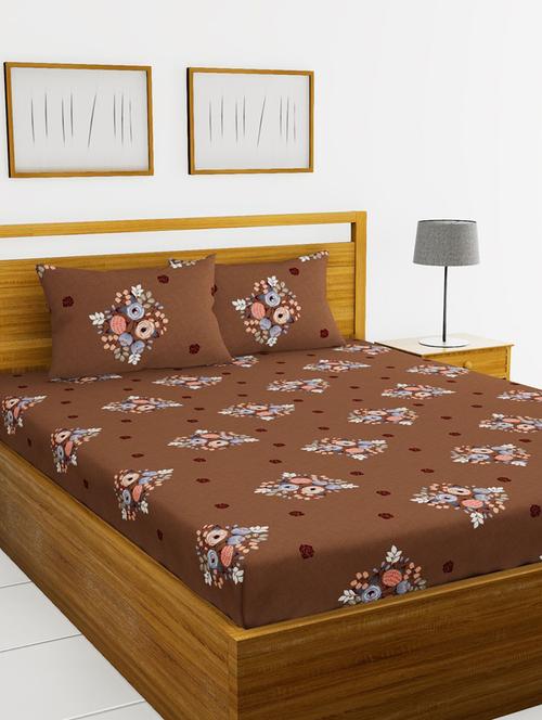 austin 110gsm micro-peached double bedsheet with 2 pillow cover - deep colors & soft-finish fabric -3pc set - 17499952 - Very Small Image - 1