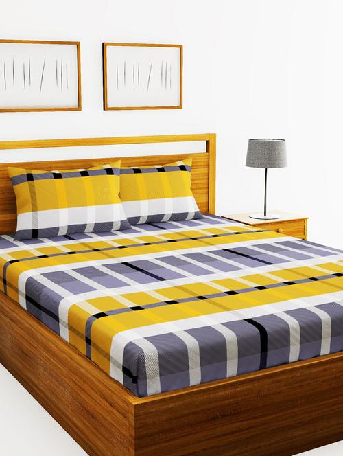 austin 110gsm micro-peached double bedsheet with 2 pillow cover - deep colors & soft-finish fabric -3pc set - 17499959 - Very Small Image - 1