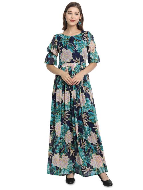 tie front floral fit & flare dress - 17500515 - Very Small Image - 1