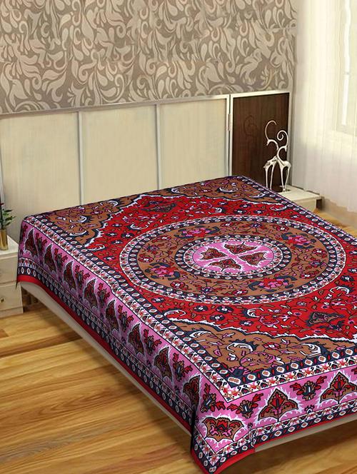 indhome life classic 100% cotton 144 tc jaipuri print single bedsheet(60 x 90 inches) - 17500629 - Very Small Image - 1