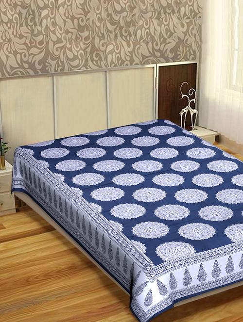 indhome life classic 100% cotton 144 tc jaipuri print single bedsheet(60 x 90 inches) - 17500638 - Very Small Image - 1