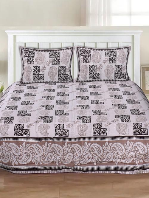 indhome life 100% cotton multicolor jaipuri printed super king size double bedsheet(100 x 108 inches) with two pillow covers - 17500706 - Very Small Image - 1