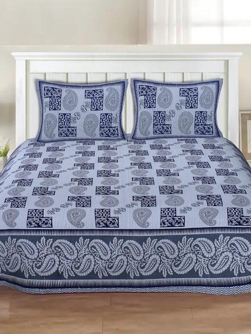 indhome life 100% cotton multicolor jaipuri printed super king size double bedsheet(100 x 108 inches) with two pillow covers - 17500708 - Very Small Image - 1