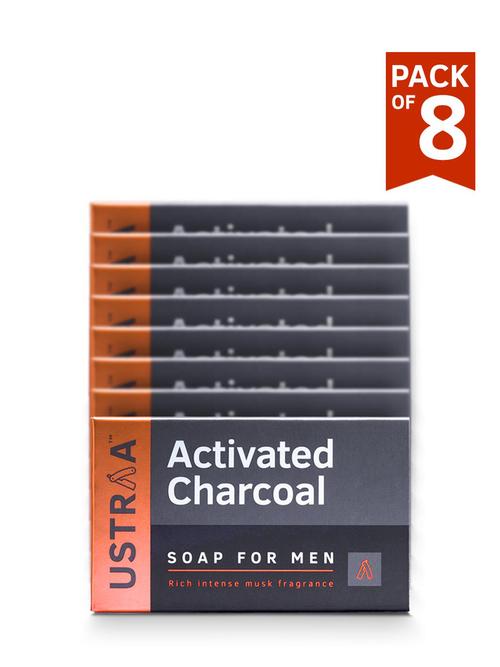 ustraa deo soap with activated charcoal for men- 100 gm (pack of 8) - 17501087 - Very Small Image - 1