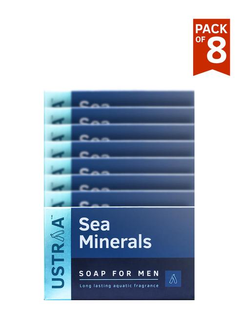 ustraa deo soap for men - with sea minerals, 100gm (pack of 8) - cleansing & moisturization with aquatic fragrance - no sulphate - 17501088 - Very Small Image - 1