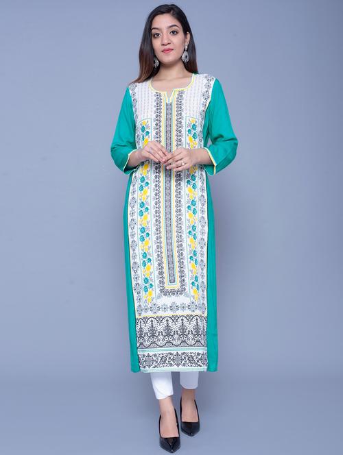 printed straight kurta - 17501160 - Very Small Image - 1