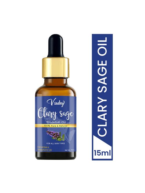 vsadey clary sage essential oil - 100% pure natural & undiluted for skin care & hair - 15 ml (pack of 1) - 17501561 - Very Small Image - 1