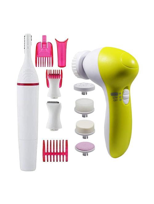 adbeni 5 in 1 face massager & eyebrows underarms electric trimmer for women(white) - 17501716 - Very Small Image - 1