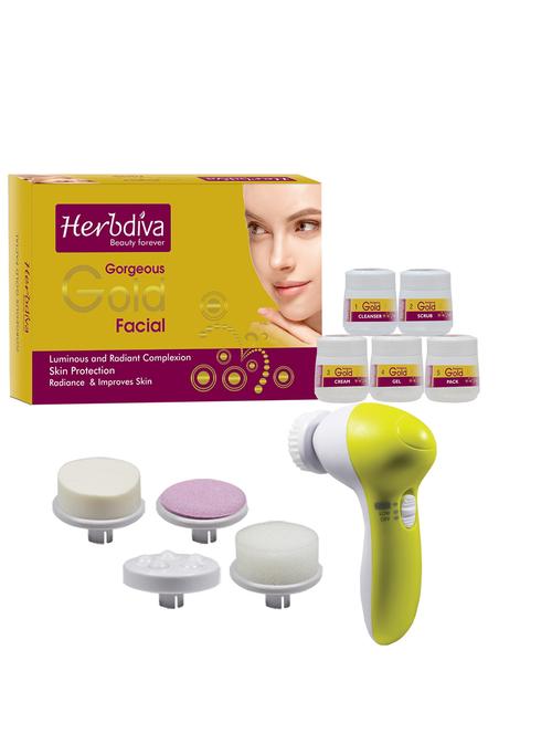 herbdiva gorgeous gold facial kit, 500gm with 5in1 face massager - 17501737 - Very Small Image - 1